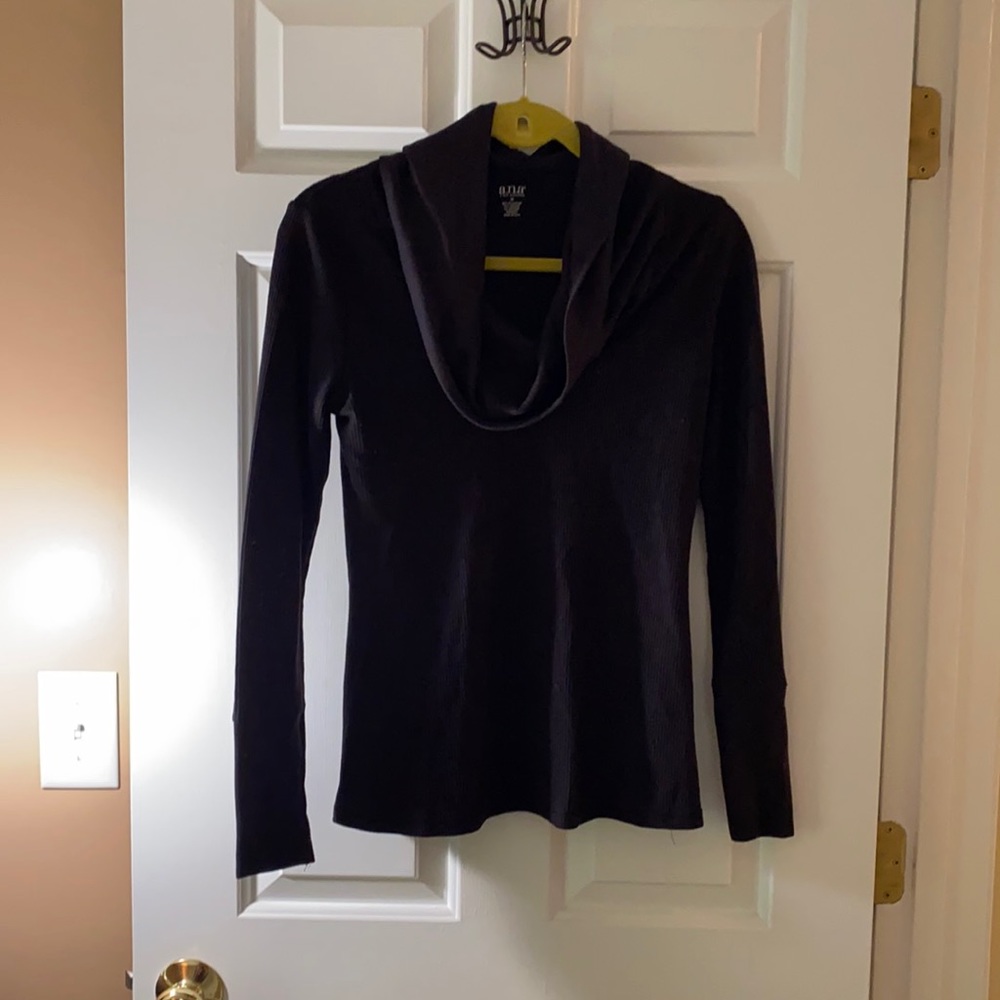Black long sleeve slouch neck shirt